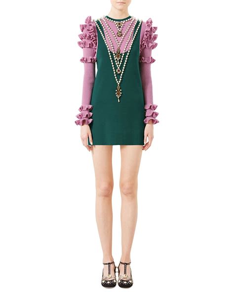 gucci green patterned dress